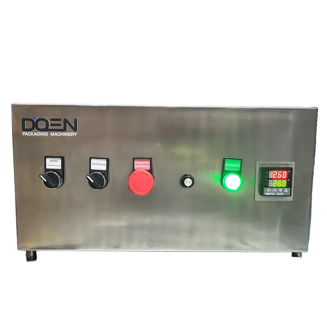 Panel de control de banda transportadora para empaque de alimentos.