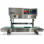 Selladora continua DOEN DBS-900S en configuración vertical para bolsas de pie.