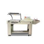 Porta rollo integrado para plástico semitubular termoencogible.